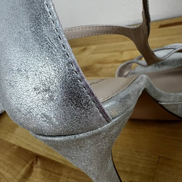 Pelle Moda Pumps Strappy Studded Stilettos Sparkly Silver Karisa Heels Size 9 - Picture 6 of 16